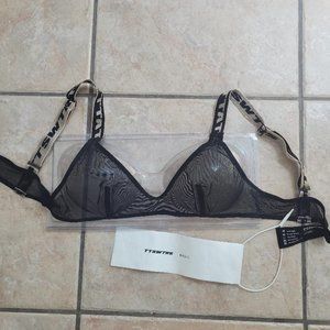 TTSWTRS logo-print black mesh bra, XS, ~32A
